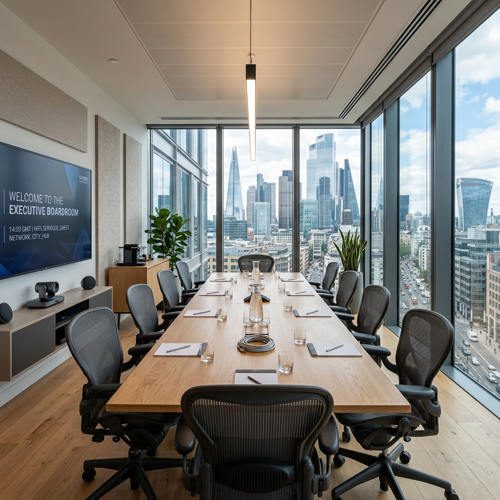 Modern serviced office meeting room